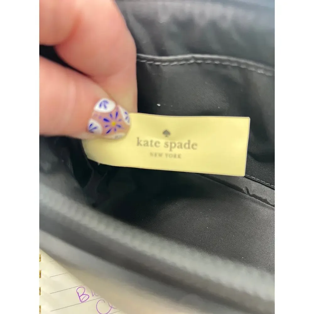 KATE SPADE New York Greta Court Glitter Cosmetic Bag BLACK NEW Travel Glam